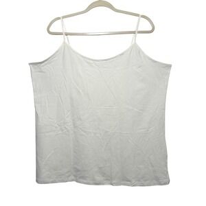 HALOGEN 3X White Spaghetti Strap Basic Camisole Tank Top Cotton Spandex